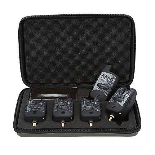 Lixada Angeln Bissanzeiger Set Wireless Digital Angeln Alarm Sound Alarm Kit LED Alarmanzeige mit Portable Case von Lixada