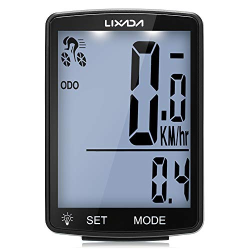 Lixada Fahrradcomputer Drahtloser multifunktionaler LCD-Bildschirm Fahrrad Regendichter Tachometer Kilometerzähler 2,8 Zoll Wasserdicht mit Temperatur, Stoppuhr, Kalorienverbrauch von Lixada