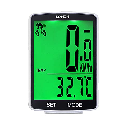 Lixada Fahrradcomputer Drahtloser multifunktionaler LCD-Bildschirm Fahrrad Regendichter Tachometer Kilometerzähler 2,8 Zoll Wasserdicht mit Temperatur, Stoppuhr, Kalorienverbrauch von Lixada