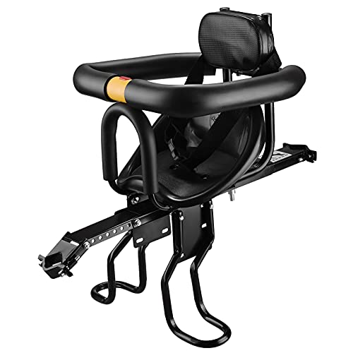 Lixada Fahrradsitz Kindersitz Kindersitz Fahrradsitz Vorne Baby Sattel mit Pedalen Rückenlehne Halterung für MTB Rennrad (Schwarz (mit weicher Rückenlehne)) von Lixada