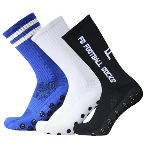 Lixada Fußballsocken Herren atmungsaktiv Anti-Rutsch mit Grip und Noppen,Erwachsene Kinder Unisex Outdoor-Sport-Laufsocken Kompressionsstretch-Socken Sportliche Fußball-Socken,3 Paar（39-46） von Lixada