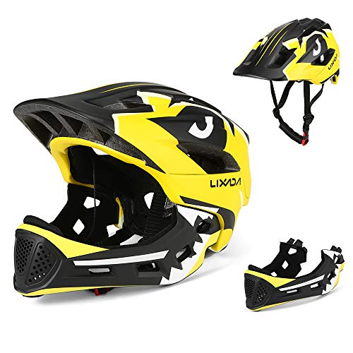 Lixada Kinderhelm Integriert Fahrradhelm Kinder Jugend Fullface Helm mit Abnehmbarem Kinnschutz BMX MTB Downhill Helm zum Radfahren Skateboarden Rollschuhlaufen von Lixada