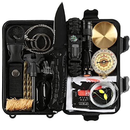 Lixada Survival Kit 27 in 1/23 in 1, mit Kompass Paracord Armband Rettungsdecke Taschenlampe und weiterem Zubehör für Camping Wandern Jagden Bushcraft Outdoor Abenteuer von Lixada