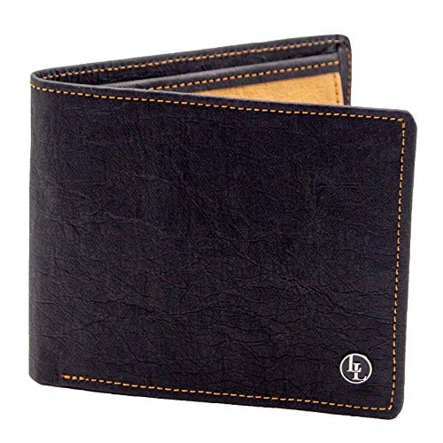 Locklair Herren Geldbörse aus veganem Papierleder, Männer Portemonnaie mit RFID-Schutz, Vegan Wallet, Papier Geldbeutel nachhaltig (Schwarz/Hellbraun) von Locklair