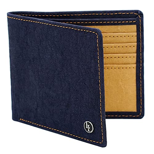 Locklair Herren Kartenetui aus veganem Papierleder, Karten Portemonnaie mit RFID-Schutz, Männer Geldbörse ohne Münzfach, Vegan Wallet, Papier Kartenhalter nachhaltig (Blau/Hellbraun) von Locklair