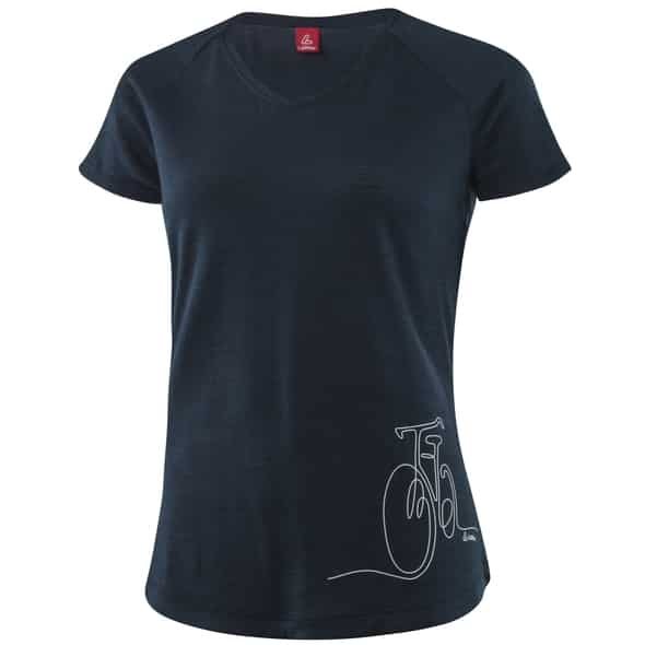 Löffler W Printshirt Bocycle Merino-Tencel Damen (Dunkelblau 38) Radtrikots von Löffler