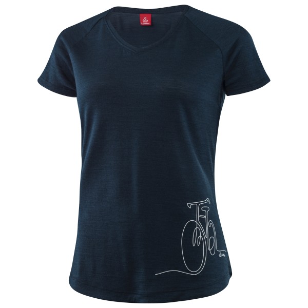 Löffler - Women's Printshirt Bicycle Merino-Tencel - Merinoshirt Gr 38 blau von Löffler