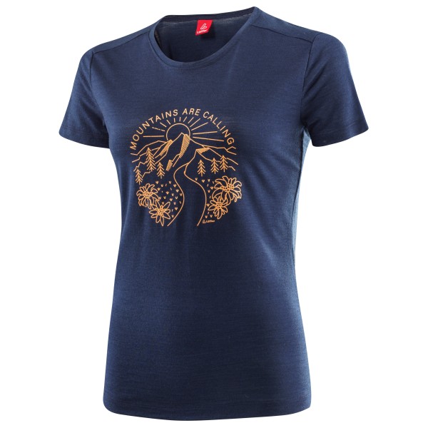 Löffler - Women's Printshirt Mountains Merino-Tencel - Merinoshirt Gr 34 blau von Löffler
