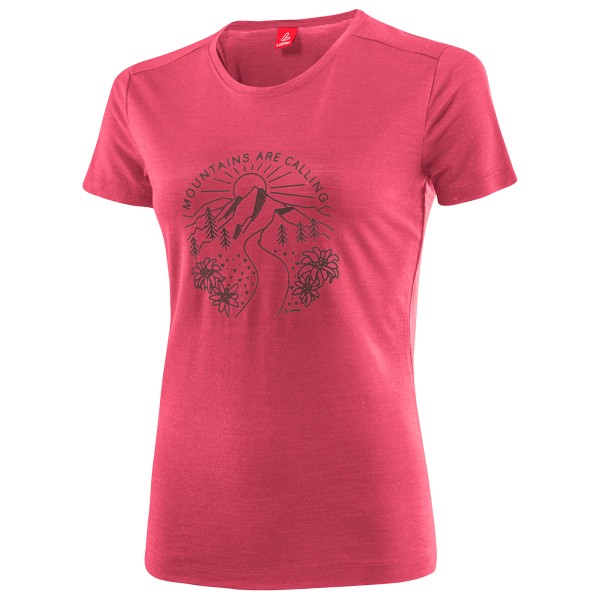 Löffler - Women's Printshirt Mountains Merino-Tencel - Merinoshirt Gr 36 rosa/rot von Löffler