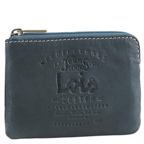 Lois - Geldbeutel & Schlüsseltasche Klein - Schlüsseletui Schlüsseltasche - Schlüsseletui Leder - Autoschlüssel Tasche - Schlüssel Etui 11002, Blau von Lois