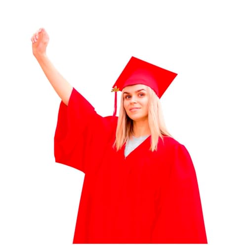 Herren & Damen Abschluss Talar Doktorhut und Quaste 2024 für Hochschule und Bachelor Akademischer Talar mit Hut 11 Farbe Arbeitskleidung & Uniforme Rot von Lomelomme