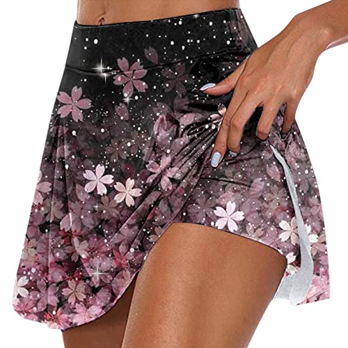 Jogginghose Kurz Damen Tennisrock Mit Hose Sommer Sportshorts Volleyball Yogahose Hohe Taille Golf Sportrock Hosenröcke Tennis Mit Paperbag Sportrock Strandhose Rock von Lomelomme