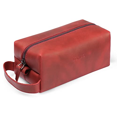 Londo Echtleder Reisetasche, Kulturtasche, Kosmetiktasche, Waschtasche - Unisex (Rot) von Londo