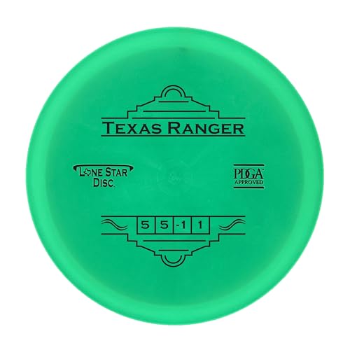 Lone Star Disc Glow Texas Ranger Golf-Mitteltöner, gerader Disc, 170 g, langlebiger und glatter Premium-Kunststoff, vielseitiger, gerader Mitteltöner für alle Schwierigkeitsstufen, Farben können von Lone Star Disc