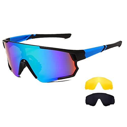 Long Keeper Fahrradbrille, Sportbrille Radbrille UV400 Schutz mit 3 Wechselobjektiven, Polarisierte Sport Sonnenbrille Herren Damen für Rennrad MTB Fahrrad von Long Keeper
