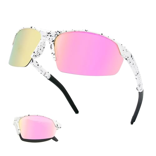 Long Keeper Sport Sonnenbrille Faltbar Fahrradbrille Herren Damen Winddicht Sportbrille Verspiegelt UV400 Schutz radbrille für Radfahren Laufen MTB Angeln von Long Keeper