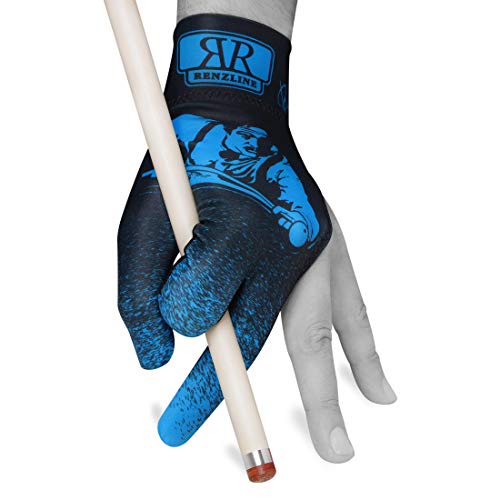 Renzline Pool Queue Handschuh Billardspieler – Blau/Schwarz – für linke Hand – Einheitsgröße von Longoni