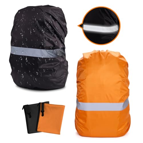 Regenschutz rucksack,Regenschutz für Rucksack mit Reflexstreifen,2pcs-Mit Aufbewahrungstasche, leicht zu tragen，Regenschutz schulranzen,Verwendung für Regenschutz zum Wandern,Campenund Radfahren von Lonimia