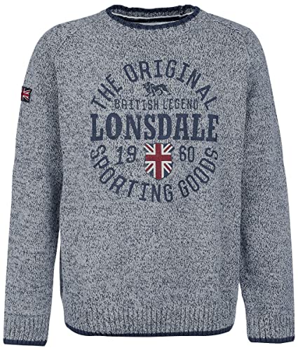 Lonsdale London Herren Borden Crewneck Sweatshirt Knit, Light Grey, XXL von Lonsdale