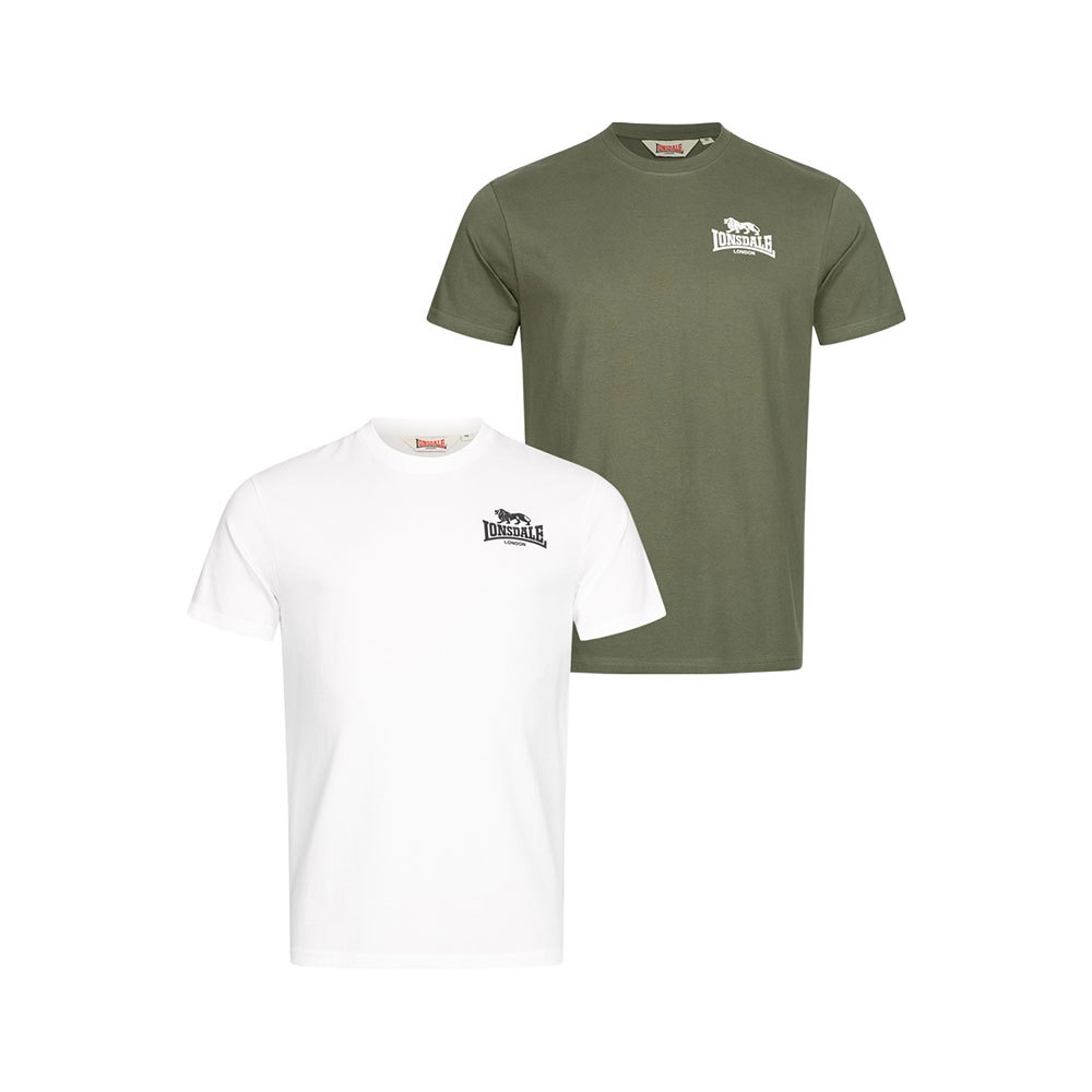 Lonsdale Blairmore Short Sleeve T-shirt 2 Units Grün,Weiß 2XL Mann von Lonsdale