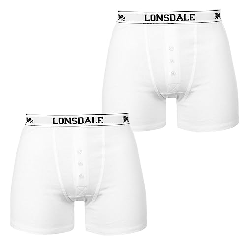 Lonsdale Herren Boxer Shorts Unterhose Unterwaesche 2 Paar Baumwollmischung Weiss XXXX Large von Lonsdale