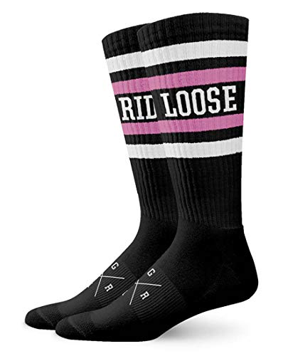 Loose Riders Cotton Socks – Damen Herren – für Downhill, Mountainbike, MTB, Fahrrad, BMX, Streetwear Mid Socks, Performance Crew Socks, One Size (2 Pack Pink) von Loose Riders