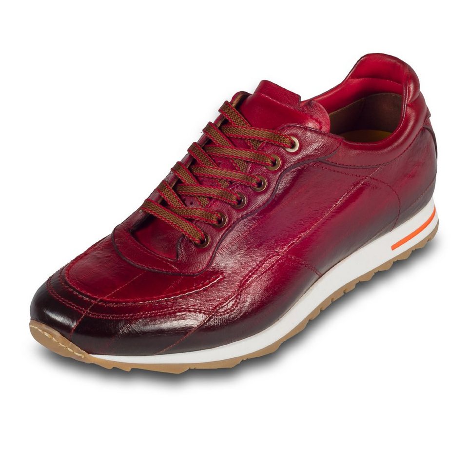 Lorenzi Herren Leder-Sneaker aus echtem Aal Leder in rot Sneaker Handgefertigt in Italien von Lorenzi