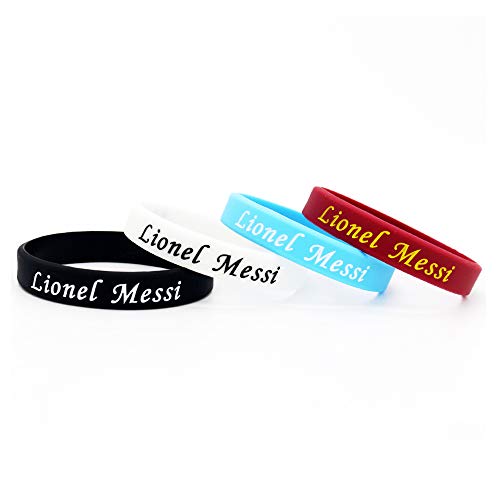 Lorh's store Fußball Cristiano Ronaldo Lionel Messi Neymar Unterschrift Armbänder CR7 Sport Fußballstar Silikon Armband 4 Stücke (Lionel Messi) von Lorh's store