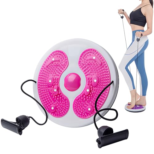 Lotvic Waist Twisting Disc, Body Shaping Twist Waist Disc Board with Drawstring, Waist Whisper Home Fitness Equipment, Exercise Twist Board with Massage Foot Sole for Slimming Waist Arms Hips (Pink) von Lotvic