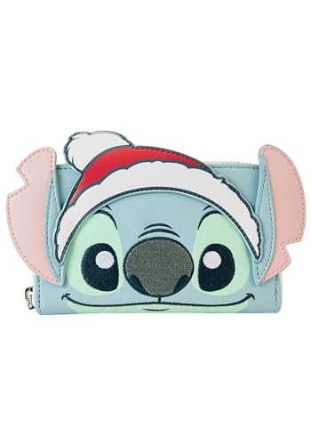 Disney Stitch Holiday Glitter Zip Around Wallet, Blau, Einheitsgröße, Geldbörse von Loungefly