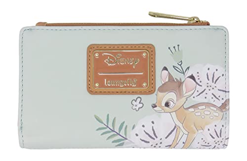 Loungefly Disney Bambi Dreamy Bi-fold Wallet, Grün, M, Geldbörse mit Reißverschluss von Loungefly