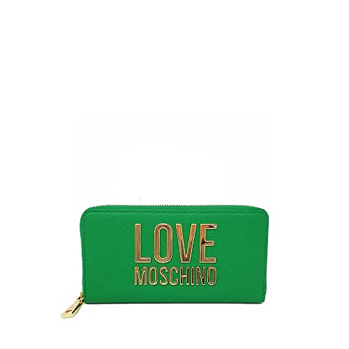 Love Moschino Geldbörse Gold Metal Logo Zip Around grün Geldbörse Gras Damen 19 x 10 x 2 cm, Schwarz von Love Moschino