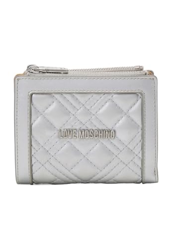 Love Moschino Geldbörse mit Reißverschluss für Damen, Modell JC5606PP1HLA0, aus Kunstleder., silber / schwarz, Mit Reißverschluss von Love Moschino