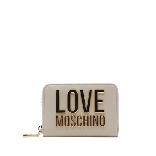 Moschino Damen-Geldbörse Love Reißverschluss mittelgroß Kunstleder schwarz Logo Gold AS24MO03 JC5613, elfenbein von Love Moschino