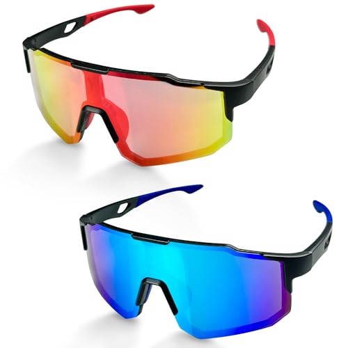 2 Stück Polarisiert Fahrradbrille, Winddicht Schnelle Brille Rave, UV400 Schutz Schnelle Brille, Fahrrad Brillen Herren Damen, Schnellste Schnelle Brille Geeignet für Laufen Radfahren Skifahren Golf von Lovesmile