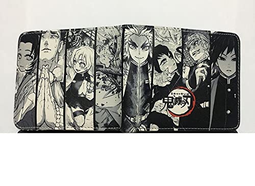 Lsiwen Anime geldbörse Demon Slayer-Peripheriedruck, Kurze Brieftasche, Campus-Studentenbrieftasche, PU-Geschenkkartentasche, grau von Lsiwen