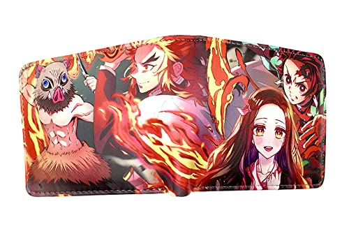 Lsiwen Anime geldbörse Demon Slayer Wallet Short Jugendgeldbörse PU Wallet Card Holder von Lsiwen