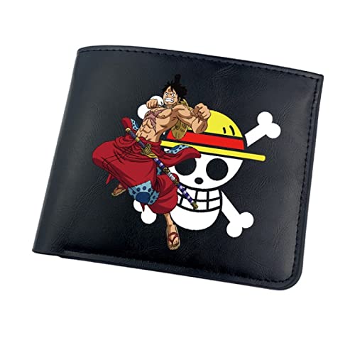 Lsiwen Anime geldbörse ONE Piece Geldbörse mit großem Fassungsvermögen für Herren und Damen mit kurzer Magnetschnalle und halbgefalteter PU-Brieftasche von Lsiwen