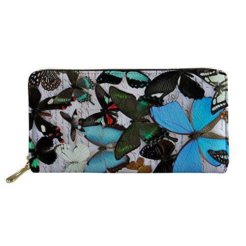 Lsjuee Schmetterlings-Frauen-PU-Brieftasche mit Reißverschluss um die Kupplung, Lange, große Reise-Geldbörse von Lsjuee