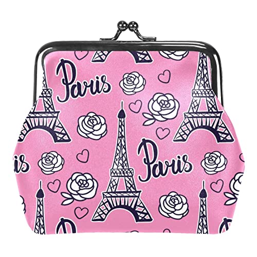 Paris Eiffelturm Muster Rosa Geldbörse Kiss Lock Change Portemonnaie Vintage Schmuckbeutel von Lsjuee