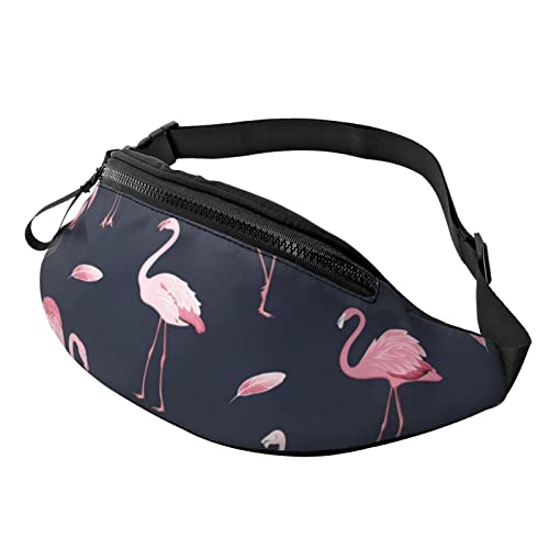 Unisex-Gürteltasche mit rosa Flamingo-Aufdruck, Verstellbarer Riemen, Hüfttasche, Umhängetasche für Reisen, Wandern, Sport von Lsjuee