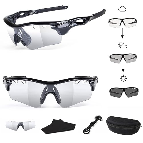 Ltsbaed UV400 Photochromatische Selbsttönend Fahrradbrille Fahrradbrillen Polarisierte Sonnenbrille Fahrradbrille Selbsttönend Herren Damen für Schnelle Radfahren Laufen Mtb Outdoorsport Fahrrad von Ltsbaed