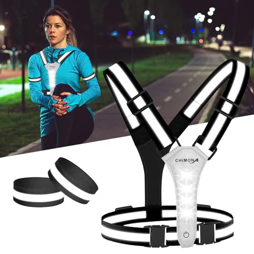 LuTuo LED Warnweste Fahrrad, 360° Reflektorweste mit Hoher Sichtbarkeit, Verstellbarer Taille/Schulter Laufweste, Wiederaufladbare USB-C Lauflicht Joggen Laufen, Hund, Spazierengehen, Radfahren von LuTuo