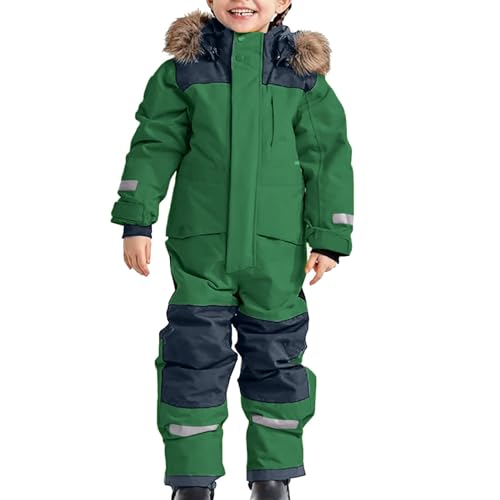 Schneeanzug Kinder Jungen Warmes Daunenjacke Set Wasserdichter Winter Skijacke Softshell Dickere Skihose Fellkragenkapuze Winddichter Skianzug Reflektierenden Streifen Schneeoverall von Luadnysin