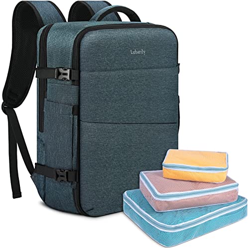 Lubardy 40L Laptop Rucksack Herren Wasserdicht 17.3 Zoll mit 3 Aufbewahrungstaschen Reiserucksack für Arbeit Schule Wochenende Reise Blau von Lubardy