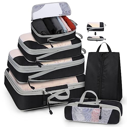 Lubardy Packing Cubes mit Kompression 4-teilig/6-teilig Koffer Organizer Set Packwürfel Packtaschen für Koffer Leichte Travel Organizer Kleidertaschen von Lubardy