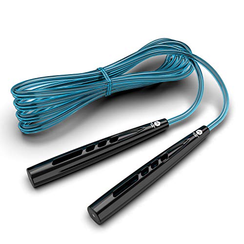 Lucakely Springseil, Speed Rope Kinder Damen Herren Fitness Verstellbare Skipping Speed Rope Double-Layer wear-Resistant PVC, Länge Einstellbar Für Workout, Crossfit, Boxen, Training (Blau) von Lucakely