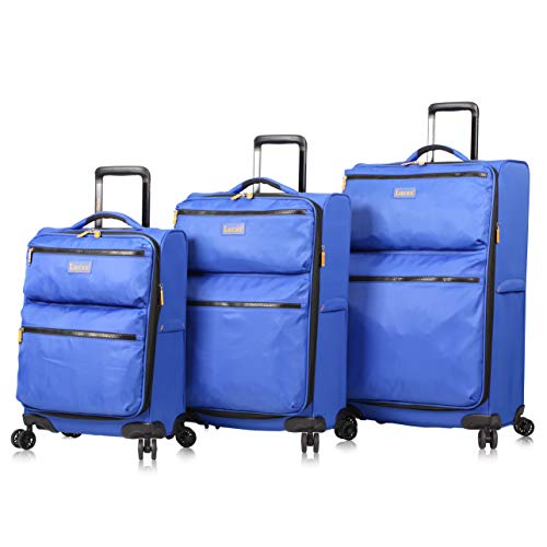 LUCAS Designer Luggage Collection – 3-teiliges Softside erweiterbares, ultraleichtes Spinner-Koffer-Set – Reiseset beinhaltet 50.8 cm Handgepäck, königsblau, Einheitsgröße von Lucas
