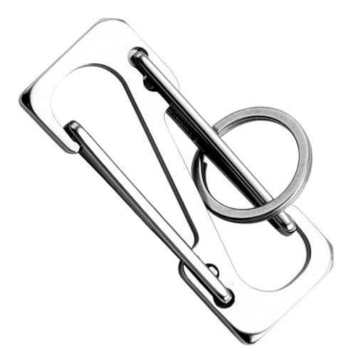 Luckxing Edelstahl-Karabiner-Schlüsselanhänger, Doppelkarabiner-Schlüsselanhänger-Clip,Edelstahl-Karabiner-Schlüsselanhänger - Multifunktionaler, kreativer Outdoor-Schlüsselanhänger, von Luckxing