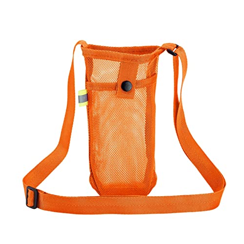 Luckywaqng Verstellbare Wasserflaschen-Rückentasche, Outdoor-Fitness-Sport, Wasserflaschen-Aufbewahrungstasche, Gitter-Körpergurt Wasserfilter Camping (Orange, One Size) von Luckywaqng